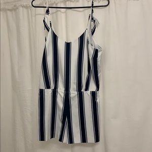 Navy + White Striped Romper